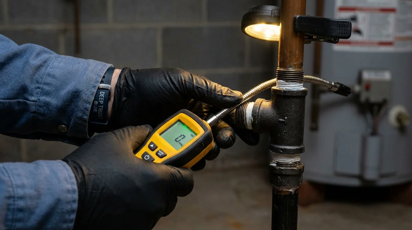 Gas leak detection with electronic sniffer by Johns Plumbing LLC in Walsenburg